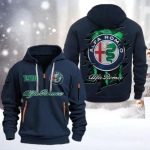 Hoodie Half Zipper Exclusive Logo Gift For Sport Sedan Enthusiasts CAR198 - Navy