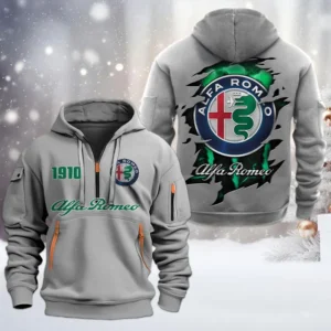 Hoodie Half Zipper Exclusive Logo Gift For Italian Classic Enthusiasts CAR198 - Gray