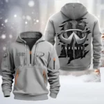 Hoodie Half Zipper Exclusive Logo Gift For Stylish Ride Enthusiasts CAR198 - Gray