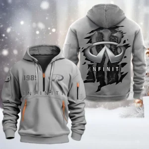 Hoodie Half Zipper Exclusive Logo Gift For Stylish Ride Enthusiasts CAR198 - Gray