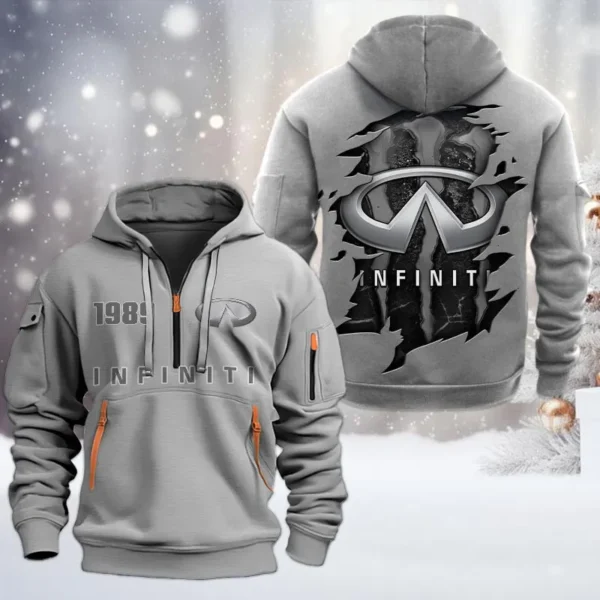 Hoodie Half Zipper Exclusive Logo Gift For Stylish Ride Enthusiasts CAR198 - Gray