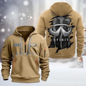 Hoodie Half Zipper Exclusive Logo Gift For Upscale Automobile Enthusiasts CAR198 - Khaki