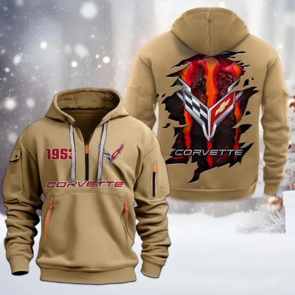Roadster Hoodie Half Zipper, All Over Print Hoodie Gift For Roadster Enthusiasts CAR198 - Khaki