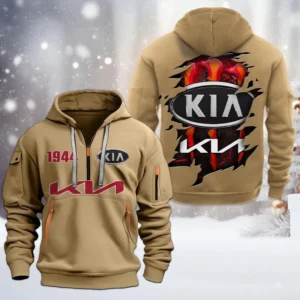 Hoodie Half Zipper Exclusive Logo Gift For Affordable Auto Enthusiasts CAR198 - Khaki