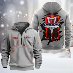 Muscle Car Hoodie Half Zipper, All Over Print Hoodie Gift For Muscle Car Enthusiasts CAR198 - Gray