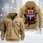 Hoodie Half Zipper Exclusive Logo Gift For Retro Coupe Enthusiasts CAR198 - Khaki