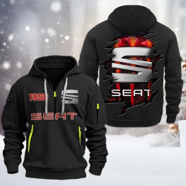 Hoodie Half Zipper Exclusive Logo Gift For Family Sedan Enthusiasts CAR198 - Black