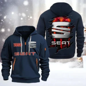 Hoodie Half Zipper Exclusive Logo Gift For Sporty Hatch Enthusiasts CAR198 - Navy
