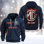 Hoodie Half Zipper Exclusive Logo Gift For Classic British Car Enthusiasts CAR198 - Navy
