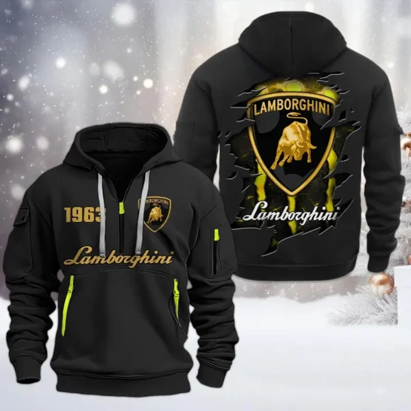 Hoodie Half Zipper Exclusive Logo Gift For Sports Auto Enthusiasts CAR198 - Black