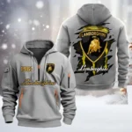 Luxury Car Hoodie Half Zipper, All Over Print Hoodie Gift For Luxury Car Enthusiasts CAR198 - Gray