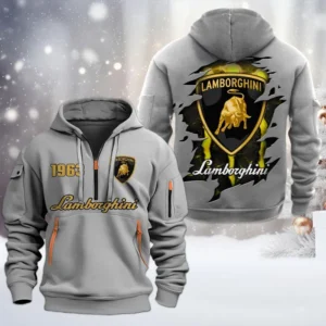 Luxury Car Hoodie Half Zipper, All Over Print Hoodie Gift For Luxury Car Enthusiasts CAR198 - Gray