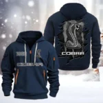 Classic Muscle Vehicle Hoodie Half Zipper, All Over Print Hoodie Gift For Classic Muscle Vehicle Enthusiasts CAR198 - Navy