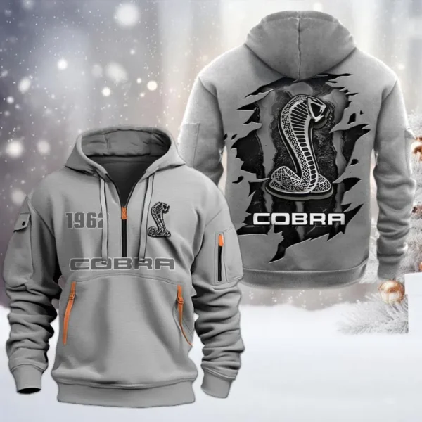 Speed-Oriented Car Hoodie Half Zipper, All Over Print Hoodie Gift For Speed-Oriented Car Enthusiasts CAR198 - Gray