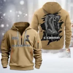 Hoodie Half Zipper Exclusive Logo Gift For High-Torque Auto Enthusiasts CAR198 - Khaki