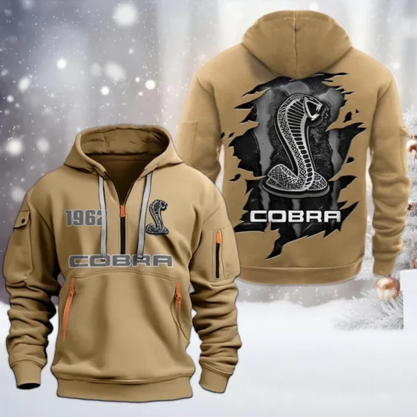 Hoodie Half Zipper Exclusive Logo Gift For High-Torque Auto Enthusiasts CAR198 - Khaki