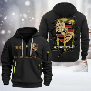 Iconic Sports Vehicle Hoodie Half Zipper, All Over Print Hoodie Gift For Iconic Sports Vehicle Enthusiasts CAR198 - Black