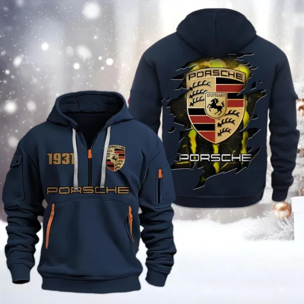 Hoodie Half Zipper Exclusive Logo Gift For Sports Car Enthusiasts CAR198 - Navy