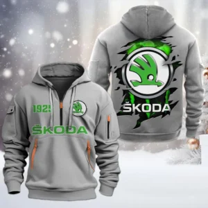 Hoodie Half Zipper Exclusive Logo Gift For Everyday Driver Enthusiasts CAR198 - Gray