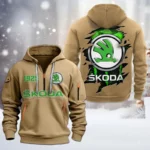 Hoodie Half Zipper Exclusive Logo Gift For Reliable Vehicle Enthusiasts CAR198 - Khaki