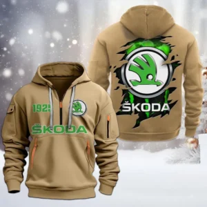 Hoodie Half Zipper Exclusive Logo Gift For Reliable Vehicle Enthusiasts CAR198 - Khaki