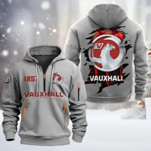 Family Hatchback Hoodie Half Zipper, All Over Print Hoodie Gift For Family Hatchback Enthusiasts CAR198 - Gray