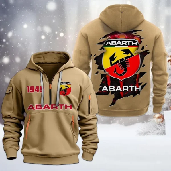 Hoodie Half Zipper Exclusive Logo Gift For Italian Racing Car Enthusiasts CAR198 - Khaki