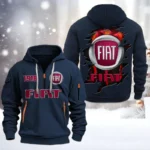 Small Sedan Hoodie Half Zipper, All Over Print Hoodie Gift For Small Sedan Enthusiasts CAR198 - Navy