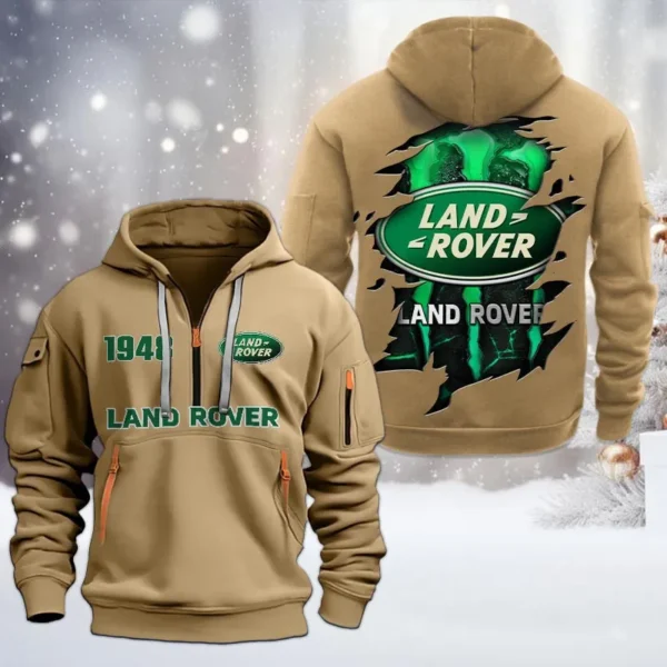Hoodie Half Zipper Exclusive Logo Gift For Outdoor Lifestyle Vehicle Enthusiasts CAR198 - Khaki