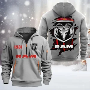 Heavy-Duty Truck Hoodie Half Zipper, All Over Print Hoodie Gift For Heavy-Duty Truck Enthusiasts CAR198 - Gray