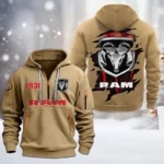 Hoodie Half Zipper Exclusive Logo Gift For Pickup Truck Enthusiasts CAR198 - Khaki