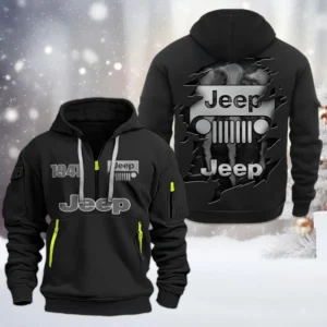 Hoodie Half Zipper Exclusive Logo Gift For Trail-Ready SUV Enthusiasts CAR198 - Black