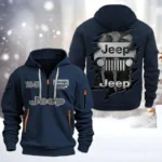 Hoodie Half Zipper Exclusive Logo Gift For Utility 4x4 Auto Enthusiasts CAR198 - Navy