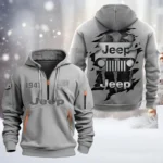 Hoodie Half Zipper Exclusive Logo Gift For 4x4 Vehicle Maker Enthusiasts CAR198 - Gray