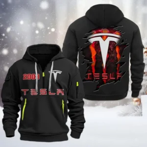 Hoodie Half Zipper Exclusive Logo Gift For Autonomous Vehicle Enthusiasts CAR198 - Black
