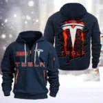 Hoodie Half Zipper Exclusive Logo Gift For Zero-Emission Vehicle Enthusiasts CAR198 - Navy