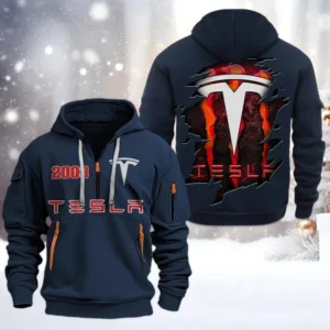 Hoodie Half Zipper Exclusive Logo Gift For Zero-Emission Vehicle Enthusiasts CAR198 - Navy