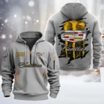 Hoodie Half Zipper Exclusive Logo Gift For High-End Coupe Enthusiasts CAR198 - Gray