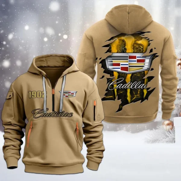 Hoodie Half Zipper Exclusive Logo Gift For Luxury SUV Auto Enthusiasts CAR198 - Khaki