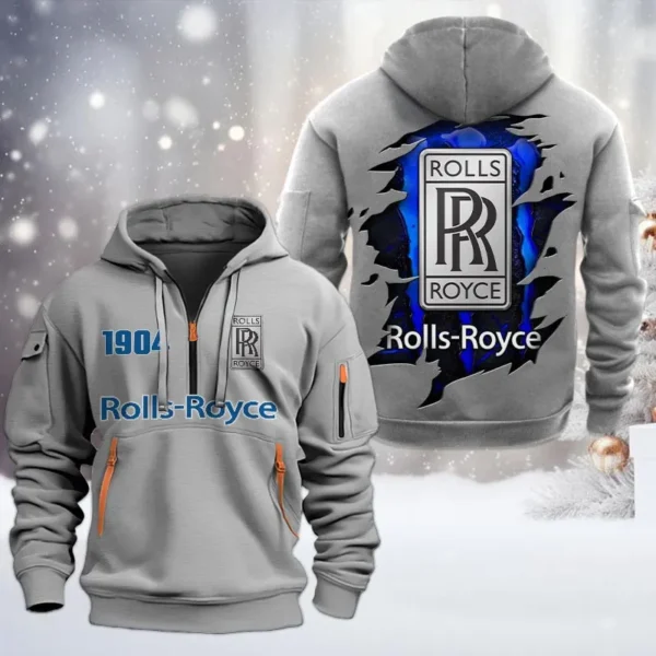 Hoodie Half Zipper Exclusive Logo Gift For High-End Auto Sport Enthusiasts CAR198 - Gray