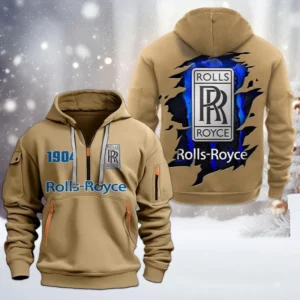 Hoodie Half Zipper Exclusive Logo Gift For Car Luxury Performance Enthusiasts CAR198 - Khaki