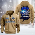 Hoodie Half Zipper Exclusive Logo Gift For Trail-Ready Auto Enthusiasts CAR198 - Khaki