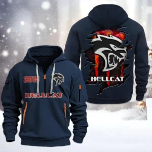 Hoodie Half Zipper Exclusive Logo Gift For Power Car Enthusiasts CAR198 - Navy