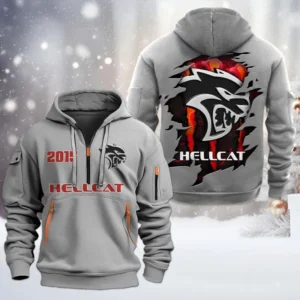 Hoodie Half Zipper Exclusive Logo Gift For Track-Ready Muscle Enthusiasts CAR198 - Gray