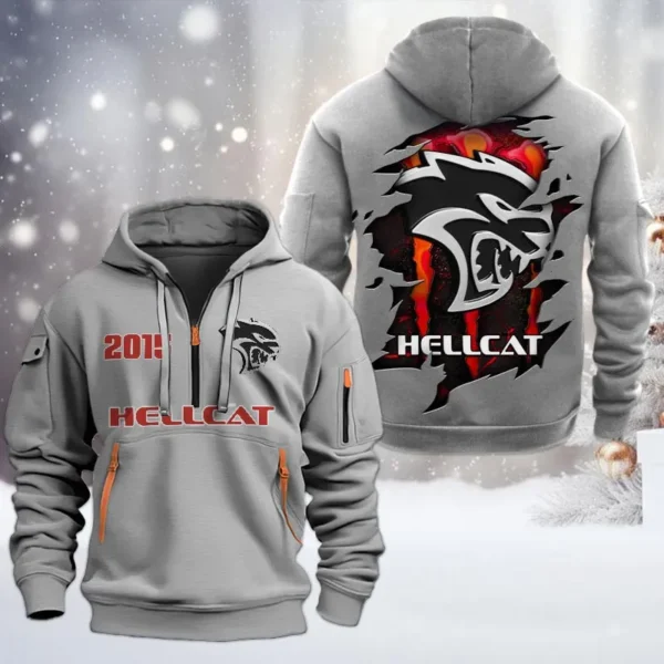 Hoodie Half Zipper Exclusive Logo Gift For Track-Ready Muscle Enthusiasts CAR198 - Gray