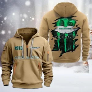 Hoodie Half Zipper Exclusive Logo Gift For Prestige Auto Enthusiasts CAR198 - Khaki