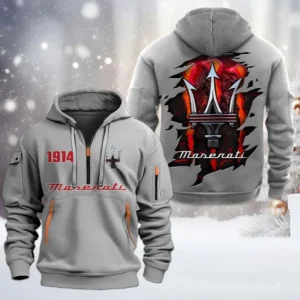 Hoodie Half Zipper Exclusive Logo Gift For Premium Sports Sedan Enthusiasts CAR198 - Gray