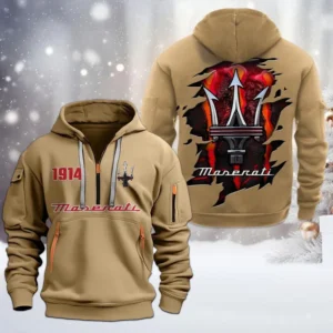 Performance Sedan Hoodie Half Zipper, All Over Print Hoodie Gift For Performance Sedan Enthusiasts CAR198 - Khaki