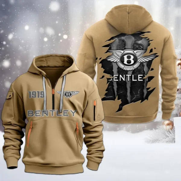 Hoodie Half Zipper Exclusive Logo Gift For Luxury Sports Car Enthusiasts CAR198 - Khaki