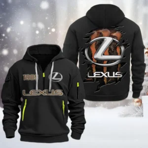 Hoodie Half Zipper Exclusive Logo Gift For Premium Auto Enthusiasts CAR198 - Black